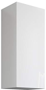 Mama Store Atena Pensile Singolo Reversibile in Kit con sistema di apertura push and pull, Laminato, BIANCO LUCIDO L. 30 X P. 22 X H. 71 Cm