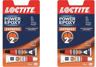 Loctite, Epoxy Express 2 Min Invisible Rapide, Colle Multi-matériaux, seringue 11ml (Lot de 2)