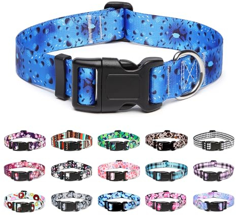 Mercano Hundehalsband Verstellbares, Weich Nylon Komfort & Robuster Gemustertes Hunde Halsband für Kleine Mittlere Große Hunde Welpen Katzen (S, Ozean)