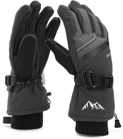 Caracaleap Skihandschuhe Männer Frauen Schnee Handschuhe Winddicht Winter Wasserdicht Schwarz XL
