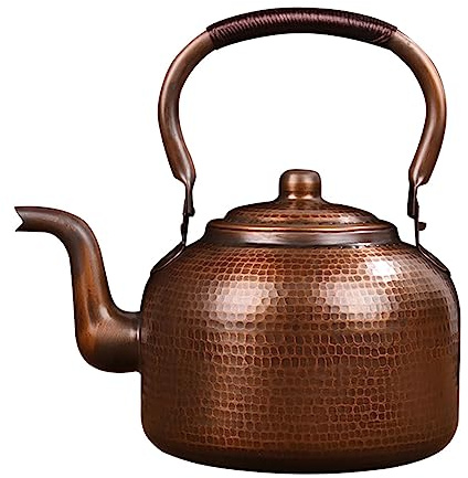 Wasserkessel Pfeifkessel,Handgeschmiedet Aus Verdicktem Reinem Kupfer,Automatische Sirene,Wenn das Wasser Kocht,Geflochtener Seilgriff zum Schutz Vor Verbrühungen,3L/5L (B/5L/No Hooting)