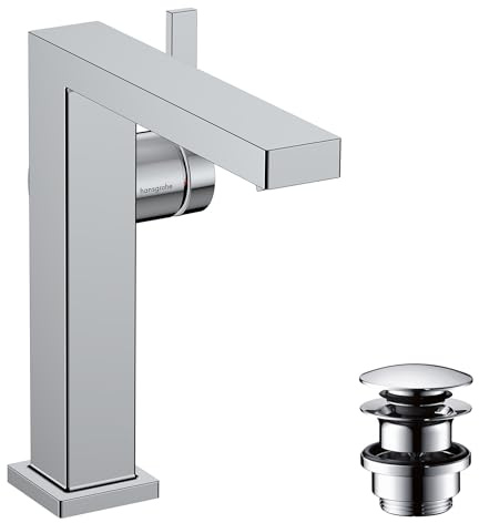 hansgrohe Tecturis E - Waschtischarmatur mit Push-Open Ablauf, energiesparend (CoolStart), Wasserhahn Bad mit Auslauf Höhe 173 mm, Mischbatterie Waschbecken wassersparend (EcoSmart+), Chrom, 73040000