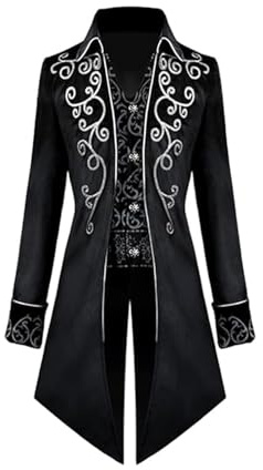 FJKVKDT Men's Steampunk Jacket, Victorian Gothic Retro Coat | Renaissance‑style costume coat for adults. Suitable for theme parties, cosplay events and costume occasions