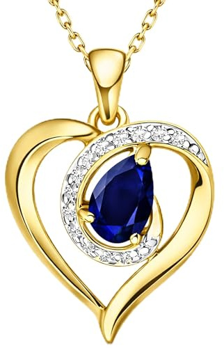 Limana Echte Edelstein Herzkette Damen aus 925 Silber – Halskette mit Herz-Anhänger Schmuck Geschenk für Frauen & Freundin