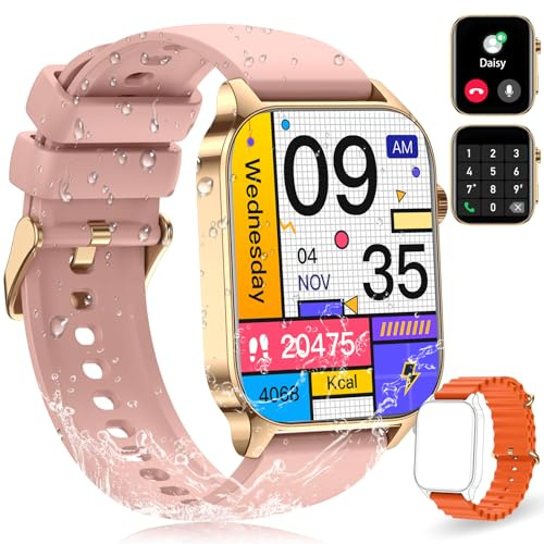 Smartwatch Damen Herren mit Telefonfunktion, Smart Watch IP68 Wasserdicht Fitness Tracker mit Pulsmesser, SpO2, 112 Sportmodi, Schrittzähler, Schlafmonitor, DIY Zifferblatt, Fitnessuhr für Android iOS