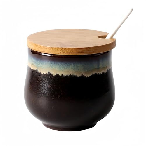 Dowbom Sucrier japonais avec couvercle et cuillère, pot à sucre, pot à sucre, pot à épices E, 200 ml, DB-TG-010