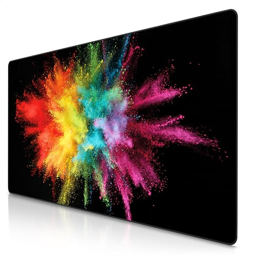 Titanwolf - XXXL Übergröße Mauspad 1200x600mm, Gaming Mousepad Groß 120x60 cm Tischunterlage Large Size verbessert Präzision und Geschwindigkeit XXXL für Logitech Maus und Tastatur, Color Explosion