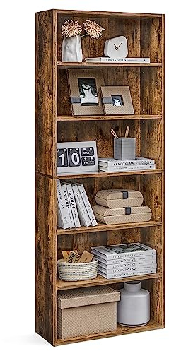 VASAGLE Bücherregal 6 Ebenen, Standregal, Aufbewahrungsregal, verstellbare Einlegeböden, für Wohnzimmer, Homeoffice, Schlafzimmer, vintagebraun LBC166X01
