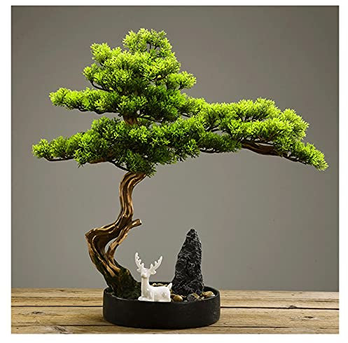 Künstlicher Bonsai-Baum Künstlicher Bonsai-Baum, 50,8 cm große künstliche Zimmerpflanzen im Topf, wunderschöne Elchkiefer-Bonsai-Pflanze, zur Dekoration auf dem Schreibtisch Bonsai Kunstpflanze