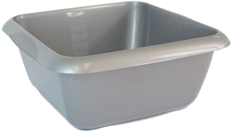 Square 7L SILVER Plastic Kitchen Household Cleaning Washing Up Sink, Basin Mixing Bowl