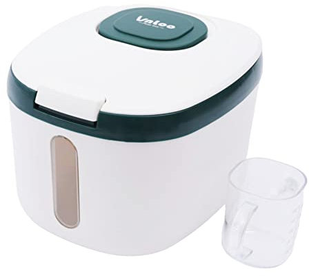 KLOOLIVE Vorratsbehälter für Lebensmittel Reisspender Getreidespender Mehlbehälter Küchenbox Mehlbox Getreide Reis Behälter mit Messbecher (5kg Grün)