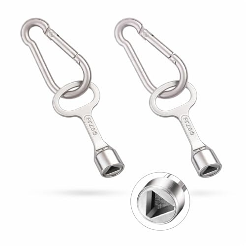 Gas Meter Box Key and Key Chain Set of 2 - Triangular Silver Utility Key with Clip for Easy Access - Durable Silver Key for Gas, Electric, and Utility Box Locks