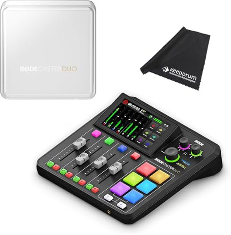 Rode Rodecaster Duo Mischpult mit Rodecover Duo Schutz-Abdeckung und keepdrum Mikrofasertuch