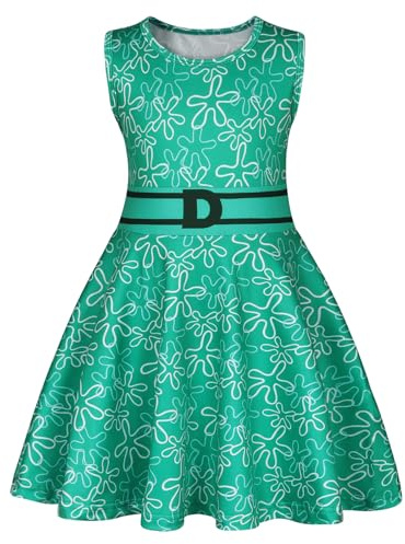 Febbabe Girls Emotion Costume for Kids Sleeveless Princess Dress Cartoon Movie Outfits Dress Up Halloween Party Cosplay Clothes Green 5-6 Years