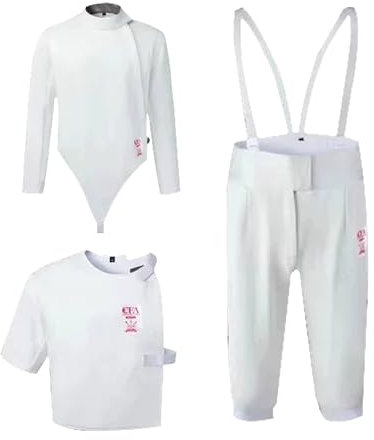 WRYSQBHJYB 3-teilige Fechtuniform, Fechterweste, Hose, Jacke, 450N, Fechtausrüstung, Fechttrainings-Schutzanzug für Rechtshänder(48#)