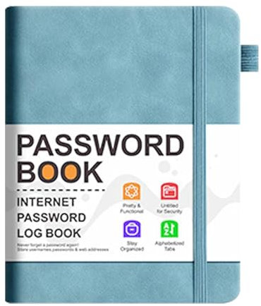 Passwortbuch – Website-Passwort-Organizer-Buch mit alphabetischen Tabs – Taschen-Adressprotokoll-Notizbuch für Kontodetails, Website-Anmeldungen, wichtige Kontakte