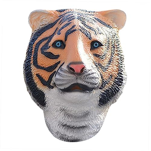 GETAJGHSD Realistische mit Digitalem Druck aus Latex Tigerkopfbedeckung 3d Bequeme Faschingsmaske Einzigartige Tiergesichtsmaske für Maskerade und Kostümparty für Aufführungen