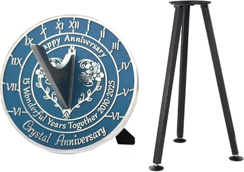 ANTIQUEMEDIEVAL 15:e kristallårsdagen solur med stativ 2025 gåva 25,4 cm