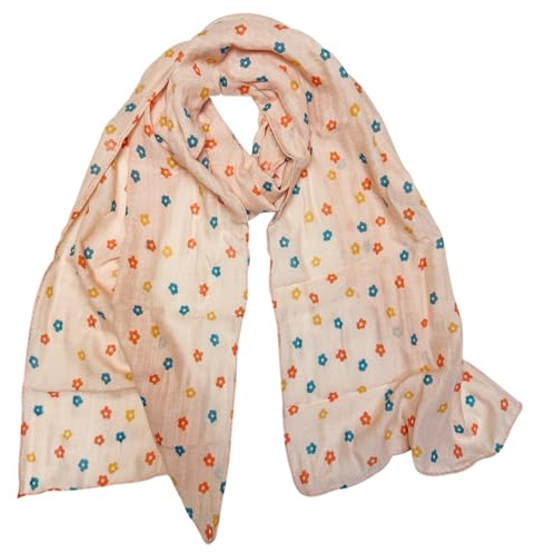 HeiDmai Summer Lightweight Soft Print Scarf for Kids Boy Girl Cute Travel Long Scarf Wraps (Flower Pink)