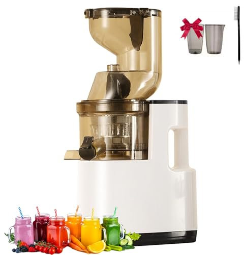 DOJOEUU Exprimidor de masticación Lenta, exprimidor Comercial Completamente automático, separación de residuos de Jugo, función inversa, exprimidor centrífugo, Limpieza rápida de 5 s(Milky White)