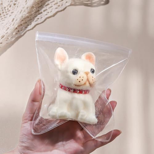 Anboor Squishies-leksak för hundar – mjuk, krämgul hundklämleksak för barn och vuxna, söt, realistisk, sensorisk fidgetleksak med krage (10,4 cm)