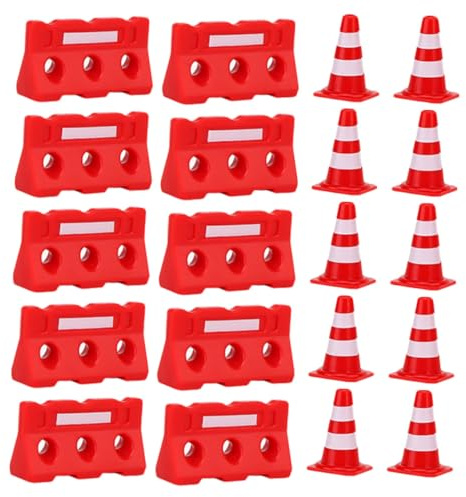 Vaguelly 20 Stück Kleiner Verkehrsschilder Und Verkehrskegel Aus Kunststoff Für Kinder Lernspielzeug Farbige Miniatur Verkehrszäune Zur Verkehrserziehung Und Kognitiven