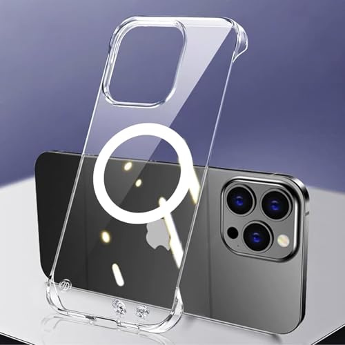 FAOMSEBS Cover per iPhone 15 Pro Trasparente Senza Bordo, Compatibile con MagSafe [Magnetico Potente] (Sensazione di Metallo Nudo) Custodia Sottile Cover per iPhone 15 Pro MagSafe Cover 6,1'' 2023