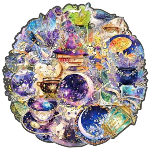 HsentimenH 60 pezzi Adesivi Trasparenti Magici per Scrapbooking, Album Fotografici, Artigianato, Bottiglie, Laptop - Magia, PET, Sticker, Multicolor, Stella, Indoor