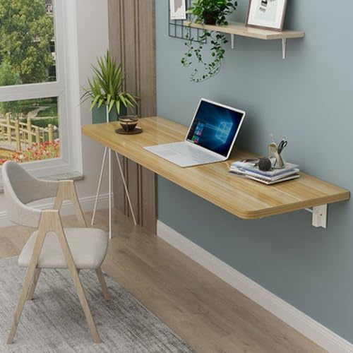Banco da lavoro a parete con robusto piano in legno, tavolo da lavoro pieghevole versatile per garage, lavanderia, casa, ufficio e bagno (C 100 x 50 cm)