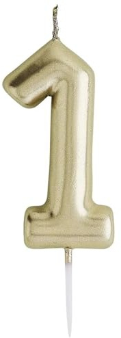 Patisserie Valerie Metallic Gold Number Candle for Cake, Birthday Candles, 8cm Height, Long Lasting Wax Cake Topper Decoration for Birthday, Wedding, Anniversary, Graduation, Party