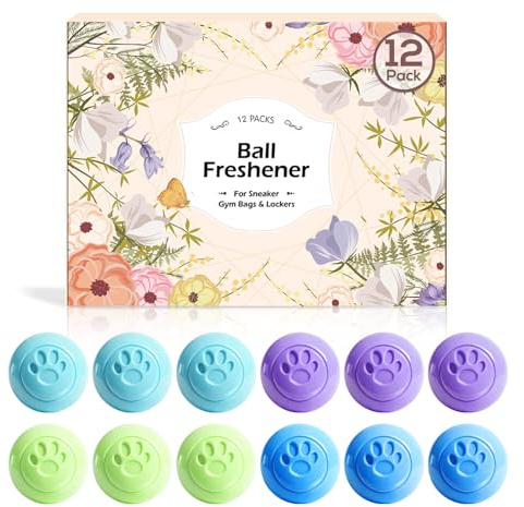 SCENTORINI Shoe Deodorizer Balls 12 Pack, Mixed Scents Odor Eliminator with Twist to Activate, Lavender, Jasmine, Linen, Baby Powder Shoe Freshener Balls for Sneakers Trainers Gym Bags Footwear