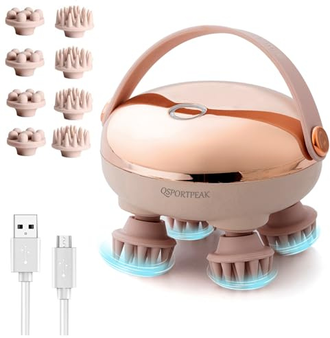 Elektrisches kopfmassagegerät,scalp massager,hunde massagegerät,IPX7 wasserdicht,tragbares head massager für Kopf und Körper zur Entspannung, Stresslinderung und Haarpflege,Roségold