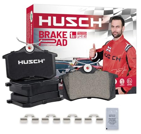 HUSCH Plaquettes de frein arrière de haute qualité en céramique pour voiture, certifiées ECE R90, sans cuivre HSB13.0460-2864.2 HSBS85513 Compatible avec Audi A6 / Peugeot Partner / Renault Megane