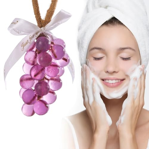 Anwhriet Sapone d'uva fatto a mano, materiale nucleo di oliva, 13 x 7 cm, profumo naturale, sapone decorativo da appendere con fiocco, confezione regalo
