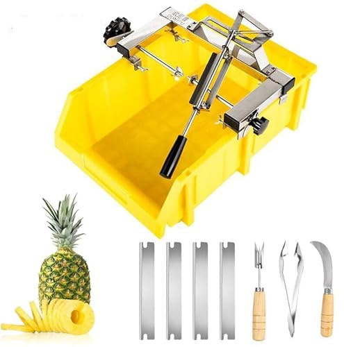 Éplucheur Ananas Professionnel Double Levier Réglable Lame Acier Inoxydable Épluchage Tranche Rapide Usage Maison Restaurant Commerce (B)