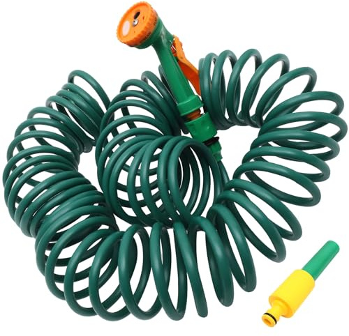 MUSISALY Tubo da Giardino Retrattile 10m Tubo a Spirale in EVA Resistente per Irrigazione Esterna e Lavaggio Auto Autoavvolgente per Giardino e Cortile Colore Casuale Colore Casuale