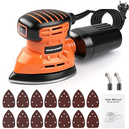 VOBOR Deltaschleifer 150W, 13000 RPM U/min Schleifmaschine mit Staubsammler und 14 Schleifpapier, Multischleifer für Schleifen, Polieren, Entfernen, Holzwerkstatt DIY