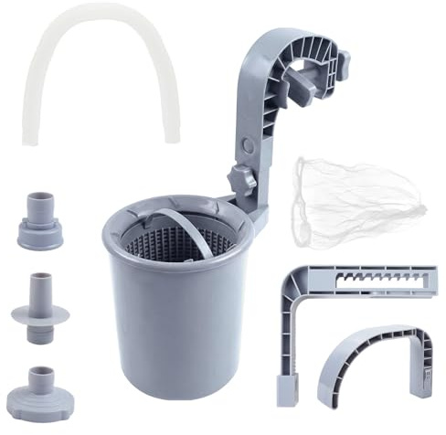 YedZen Skimmer di superficie per piscine fuori terra, skimmer sospeso, cestello con 10 skimmer calzini per piscine fuori terra (grigio)