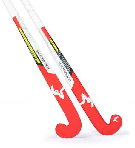 Kookaburra Indoor Inferno Wooden Hockey Stick with Fibreglass | Pro Contact Grip, Traditional Indoor Profile, Balanced Weight Distribution, Airbrush Finish, 36.5L & 37.5L Lengths