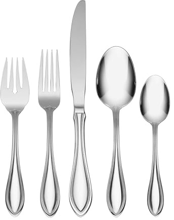 Oneida American Harmony 20 Piece Everyday Flatware, Service for 4, 18/0 Stainless Steel, Silverware Set, Dishwasher Safe, Silver