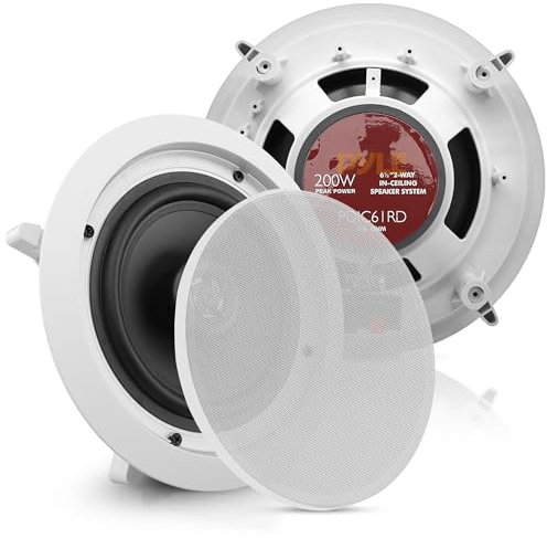 Pyle Altoparlanti a Incasso 16,5 Centimetri, Casse Audio a Due Vie con Woofer e Tweeter in Polimero, Risposta Frequenza 70Hz-20kHz, Speaker Potenza Picco 200 Watt