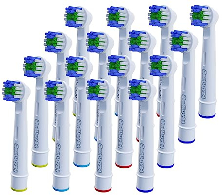 OneBuy24 - Aufsteckbürsten kompatibel mit Oral-B elektrischen Zahnbürsten - Kompatibel mit Precision Clean, Vitality, Professional Care, (16 Stück)
