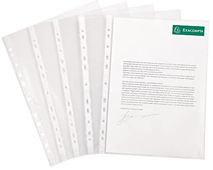 Exacompta 5000E 100er Pack Klarsichthüllen 60μ Standard, Für DIN A4 transparent glasklar oben offen optimal für Ordner Ringbücher und Hefter Prospekthüllen