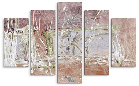 5 teiliges Wandbild auf Leinwand (Gesamt: H: 100cm B: 160cm) Keilrahmenbild Canvas Fotodruck Leinwandbild Leinwanddruck Kunstdruck Wandbild rotbraun beige blaugrau