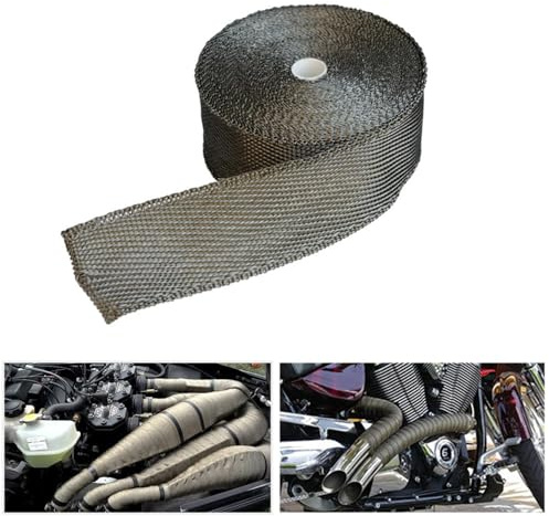 Simoni Racing Kit Ruban Isolant pour Échappement 1 - 15m x 5cm + 6 colliers < 1000°C - Fibre de Titane | 15m x 5cm + 6 colliers - Fibre de Titane