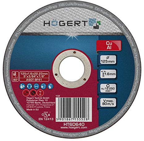 5x Trennscheibe für Kupfer, Aluminium Ø 125 x 1,6 mm Flex-Scheibe | Winkelschleifer-Scheibe von SECOTEC®