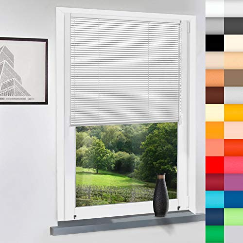 Aluminium Jalousie nach Maß, Endloskette, Kette, Monocomando, Maßanfertigung, für Fenster und Türen, Alu, Fenster, Klemmfix ohne Bohren (Weiß, Höhe: 130cm x Breite: 90cm)