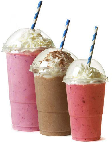 We Can Source It Ltd – Plastic Smoothie Cups 12oz 340ml with Dome Lids – Durable Drinkware for Cold Drinks, Smoothies, Milkshakes – Break Resistant & Disposable – Home, Café, Travel Use - Pack of 200