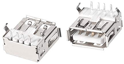 sourcing map 20PCS USB 2.0 tipo A femmina presa connettore porta, 4-pin DIP 90 gradi angolo retto, riparazione adattatore di ricambio