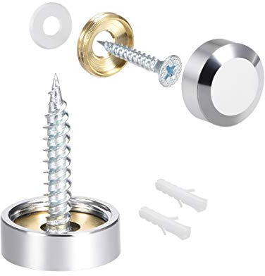 sourcing map Cache Vis Miroir Décoratif Capuchon Couverture Clous Poli Acier INOX 16mm 2Pcs